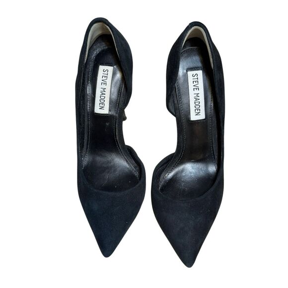 Steve madden black suede stiletto heel pointed toe and cutout sides. 6 - Picture 1 of 5